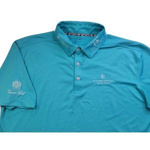 Tour Issue Benny Taylor Men Trump Golf Bioscience Polo Shirt Large Teal Blue